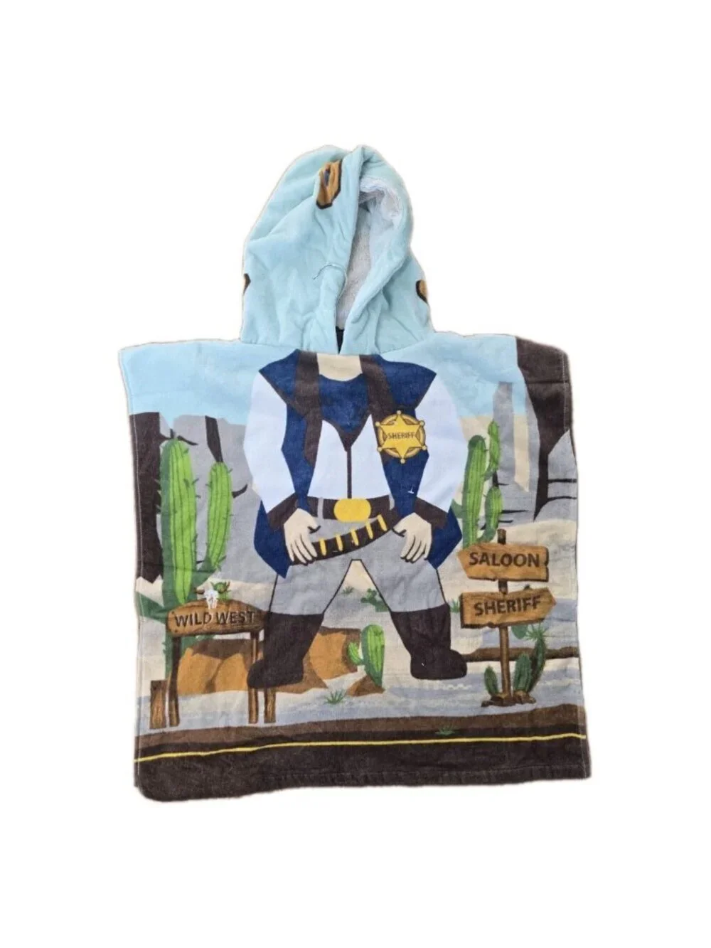 New Kids Sheriff Hooded Beach Towel Poncho Cowboy Western Saloon Bath Towel